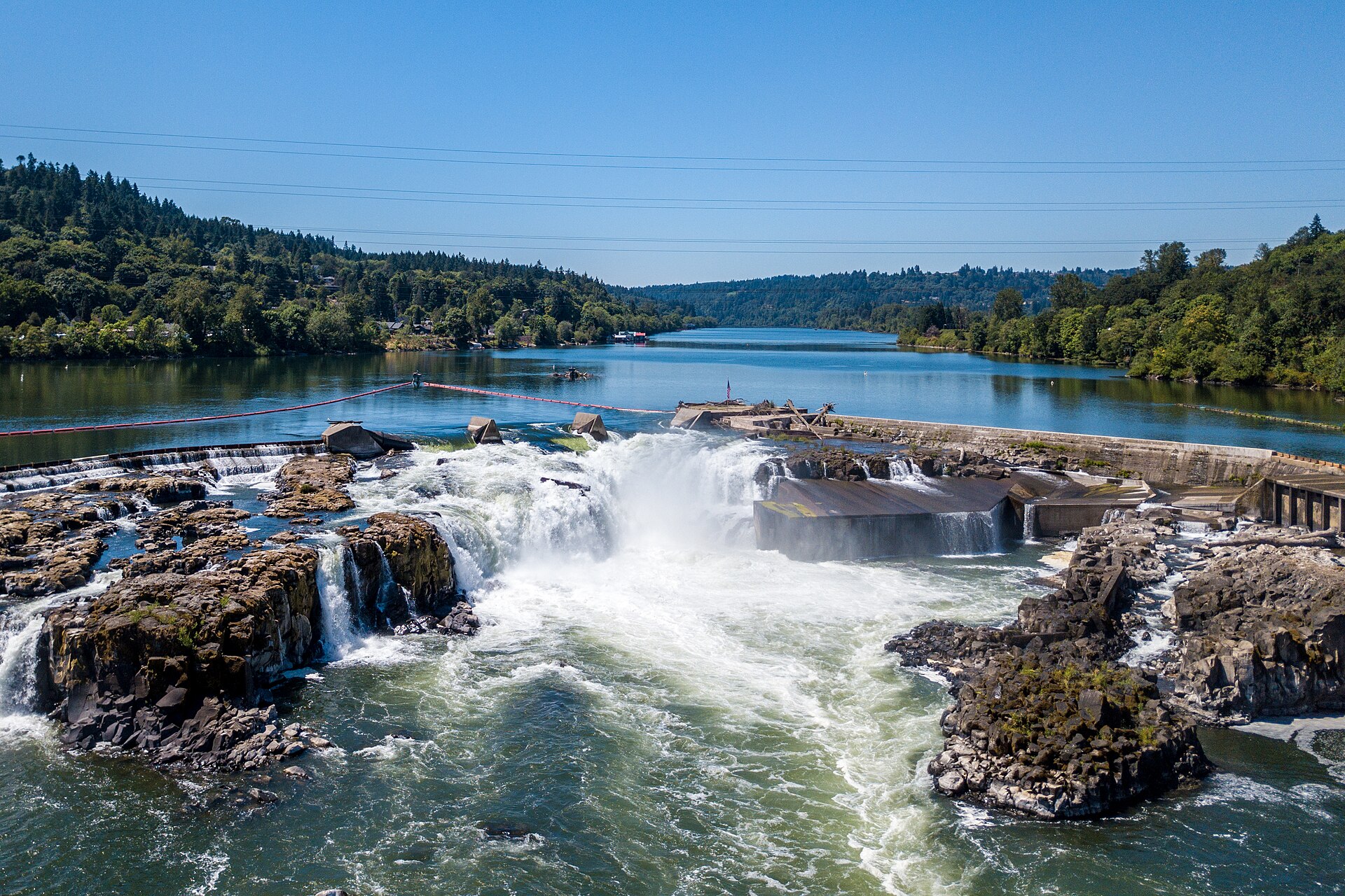 Willamette Falls and the river above Oregon City